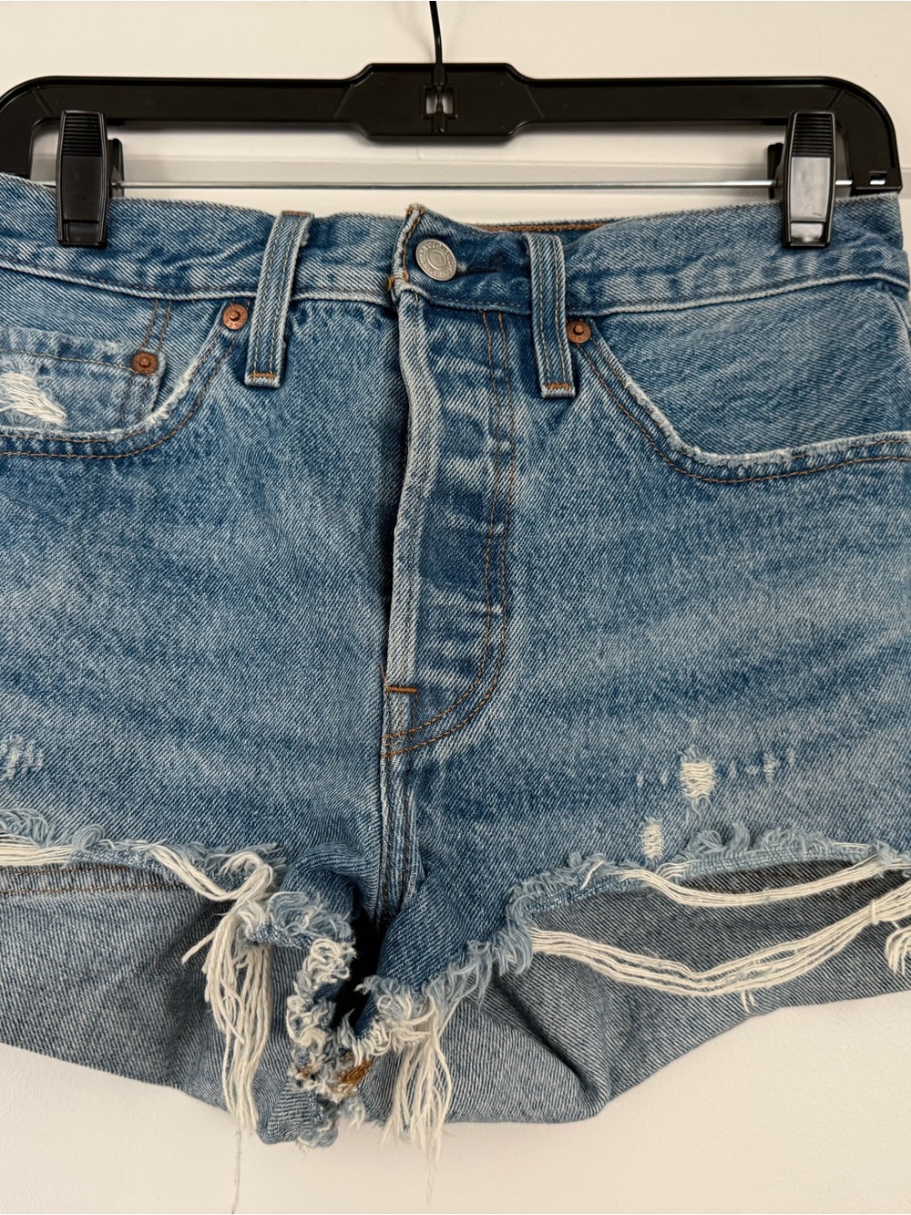 Levi's Light Blue Distressed Denim Cutoff Shorts